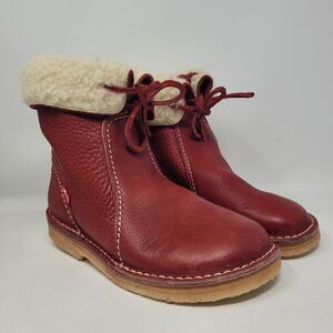 Duckfeet Arhus Boots Women EU39 US9 Red Leather Wool Lined Water Resistant Hygge